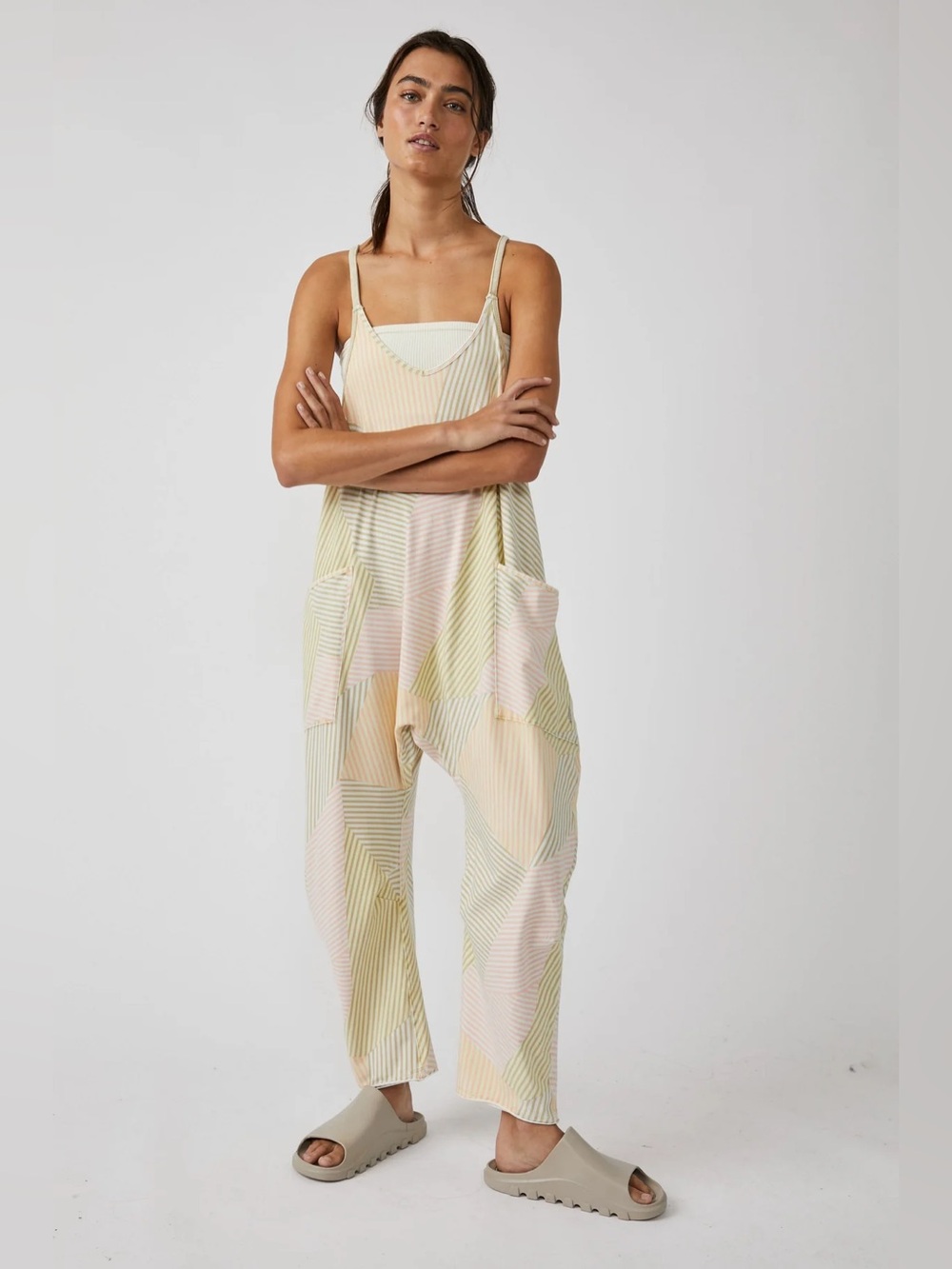 Free people printed hot shot jumpsuit